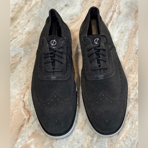 Men’s COLE HAAN ZeroGrand Wingtip black suede leather oxfords- Size 12 - Picture 3 of 9